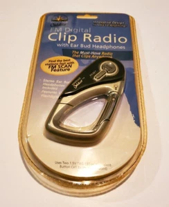 Innovage Outdoor FM Digital CLIP RADIO with Earbuds/Headphones BLACK SILVER, New - Picture 1 of 8