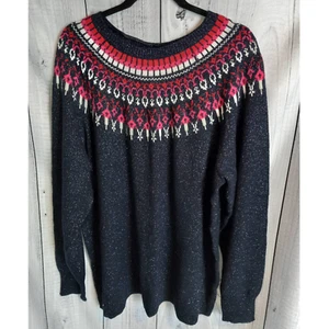 Lane Bryant NEW Blue Woven Metallic Fair Isle Nordic Wool-Blend Sweater 22/24 3X - Picture 1 of 9