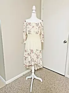 Anthropologie Fig & Flower Dress NWT PM Boho Cottage Embroidered Floral Tiered - Picture 1 of 17