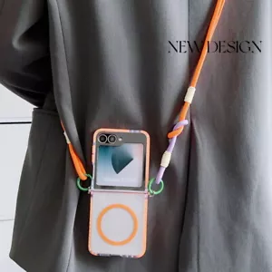 Crossbody Lanyard Case For Samsung Galaxy Z Flip6 Flip5 4 3 Magnetic TPU Cover - Picture 1 of 22