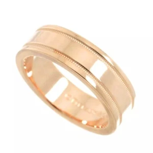 TIFFANY & Co. Essential Band 18K Rose Gold 6mm Double Milgrain Ring 8.5 - Picture 1 of 6