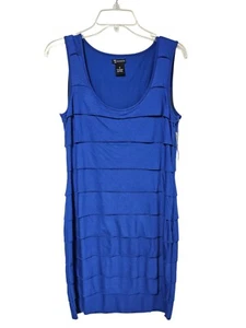 New Direction Blue Tiered Scoop Neck Sleeveless Dress size 10 Office Layered New - Picture 1 of 7