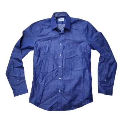 Camisa DUCHAMP NUEVA CON ETIQUETAS Azul Londres 39 15 1/2 Punto Púrpura Manga Larga Ajuste A Medida Foto 1 de 4