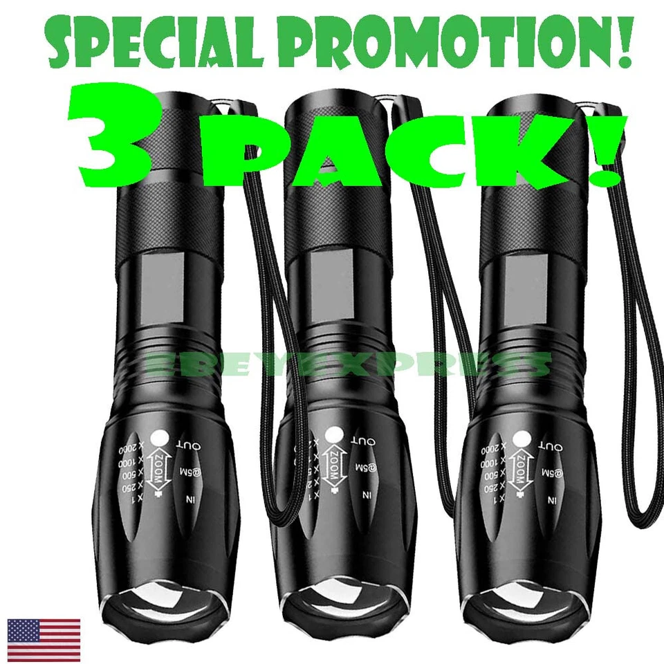 EBEYEXPRESS Super-Bright LED Tactical Military LED Flashlight Torch 5 Modes Zoomable