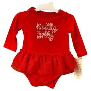 Infant Girls Christmas Outfit Red Tutu Dress Bodysuit Holiday Baby Girl 0-3 M - Picture 1 of 13