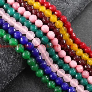 Natural 4/6/8/10/12mm Faceted Multicolor Jade Gemstone Round Loose Beads 15" - Picture 1 of 26