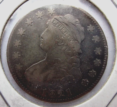 1821 CAPPED BUST QUARTER 25c COIN PHILADELPHIA MINT NICE COLLECTOR DATE Cover