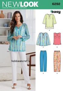 NEW LOOK 6292 MISSES' TUNIC TOP & PULL ON TROUSERS Sewing pattern Sizes 10 - 22 - Picture 1 of 5