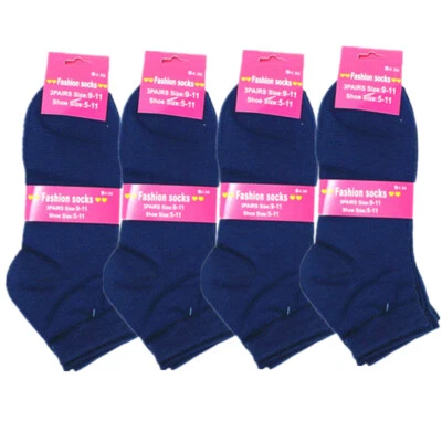 6-12 pares de calcetines tobilleros atléticos de corte bajo de algodón para mujer talla 9-11 Foto 1 de 4