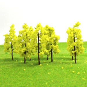 R7027 20pcs Model Train Layout TT Scale 1:100 Yellow Model Trees Autumn 7cm - Picture 1 of 5