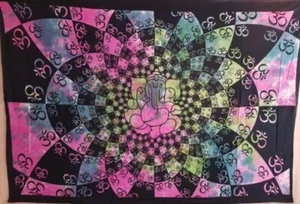 Wandtuch Ganesha OM, Batik Wandteppich Yoga Tuch Wandbehang Tagesdecke Überwurf - Bild 1 von 1