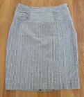 BCX Womens Jrs Sz 5 Pencil Skirt Stripe Textured Cotton Highrise Ruched Gray