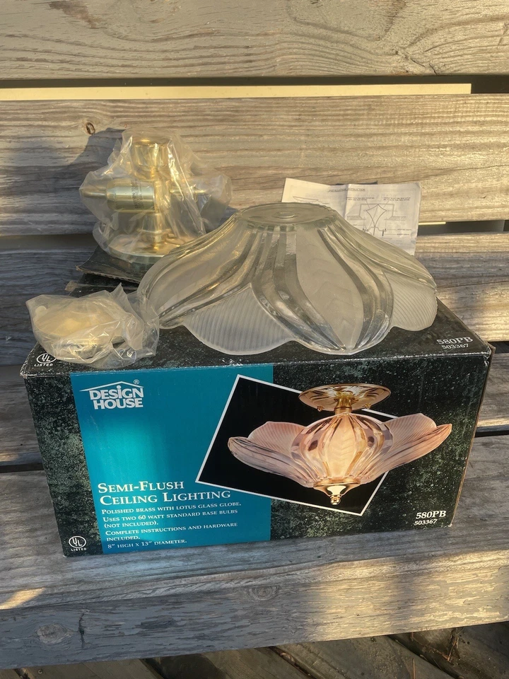 Vintage Design House Brass And Glass Ceiling Fixture LOTUS Globe 580PB WOW 🤩 - Image 1 of 4