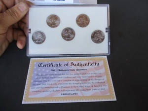 Vintage 2001 EDIZIONE PLATINO State Quarter Collection con certificato di autenticità, NY NC RI VT KY - Foto 1 di 6