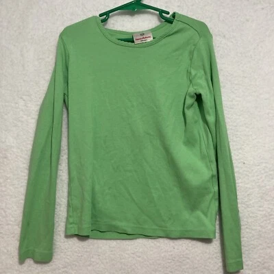 Hanna Andersson Girls 6-7 Crew Neck Shirt Top Size 130 Green 100% Pima Cotton - Image 1 of 4