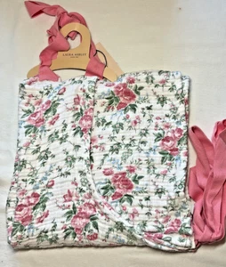 LAURA ASHLEY CHEF APRON LA LILLIAN PINK GREEN ROSES ONE SIZE 36 X 27 COTTON NWT - Picture 1 of 2