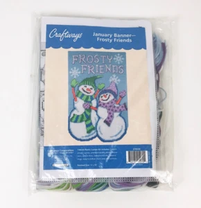 Herrschners Craftways January Banner Plastic Canvas Kit - Frosty Friends - Picture 1 of 2