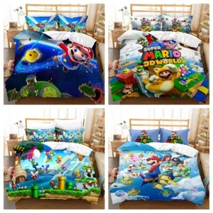 Kinder Bettwäsche set 3D Super Mario Bettwäsche Bettbezug Set 135x200 200x200cm - Bild 1 von 11