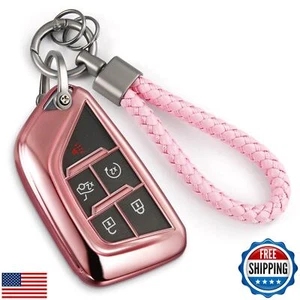Coverforkey for Cadillac Key Fob Cover with Upgraded Anti-Lost Metal Braided - Picture 1 of 5