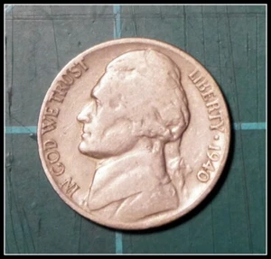1940-P Jefferson Nickels 5c Circulated Ungraded #S440 - Picture 1 of 2