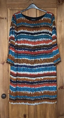 Kaleidoscope orange blue multicoloured stripe sleeve detail pocket dress, 22 - Image 1 of 4