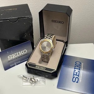 Vintage Seiko 7N43-6A09 Men's Watch Day Date Two Tone w/ Box - New Battery - Picture 1 of 13