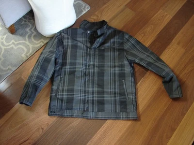 Chaqueta cortavientos Oakley para hombre negra gris a cuadros cremallera completa grande Foto 1 de 4