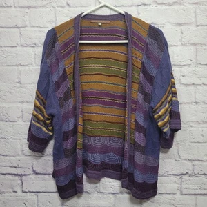Peruvian Connection Pima Cotton Cardigan Sweater Sz M/L Short Sleeve Boho - Picture 1 of 9