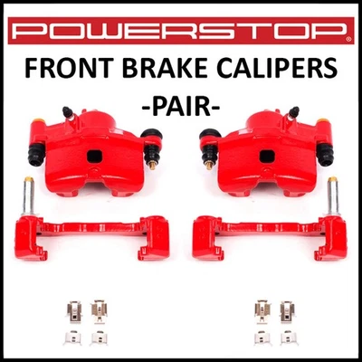 Pinzas de freno delanteras PowerStop Performance rojas con soportes para Honda Civic 90-00 Foto 1 de 2