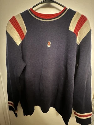 Suéter de esquí acolchado de lana vintage Fusalp años 80 en azul marino/rojo/blanco Foto 1 de 4