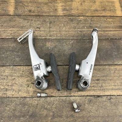 Vintage Shimano BR-M600 Cantilever Brake Caliper 1 Pair Pads MTB 90s Silver Set - Image 1 of 4