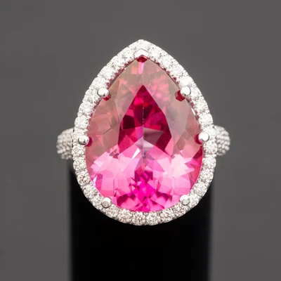 6.50 Ct Natural Pink Sapphire & Diamond Wedding Ring 14K Solid White Gold Sz 4 - Image 1 of 4