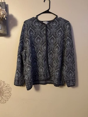 Cárdigan Pendleton 100 % lana merino para mujer cachemira dobladillo festoneado talla grande 2x azul Foto 1 de 4