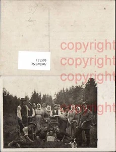 465321,Foto Ak Jagd Jäger m. Frauen Hund Gruppenbild - Picture 1 of 1