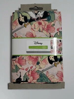 1yd DISNEY Princess Mulan Flowers 1 Yard Licensed Cotton Fabric Pink Sew Quilt - Image 1 of 4