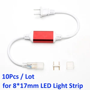 Power Cord Connector Line for W8mm x H17mm LED Neon Rope Lights 110V/220V 10pcs - Picture 1 of 6
