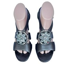 Brighton VIVA dressy Sandals pewter leather Jeweled accents Women’s Size 9 $285