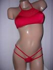 Sexy Exotic Pole Dancer Double Strap Thong And Halter Set Size S Red