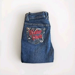 Baby Phat Girlz Vintage Embellished Logo Blue Jean Crop Capri Pants | Size 16 - Picture 1 of 14