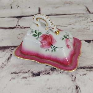Vintage N Decor A Sevre Butter Cheese Dish Pink/White/Gold Floral Display Only - Picture 1 of 7