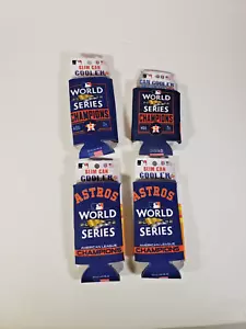 Lote de 4 Houston Astros Champions MLB 2 Caras Serie Mundial Porta latas Koozie NUEVO - Imagen 1 de 2