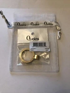 Quoins Stainless Steel Folding Snap Lock Pendant Holder Austrian Crystals Gold - Picture 1 of 2