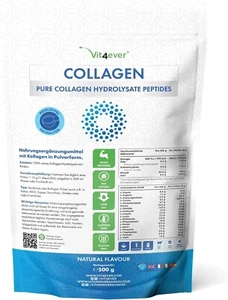 Collagen Pulver 500g - 100% Rinder Kollagen Hydrolysat Pepeptide - Natural - Bild 1 von 5
