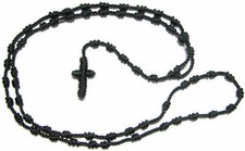 Black Nylon Knotted Cord Rosary Rosario Necklace Catholic New 20" Free Shipping!