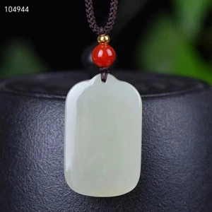 Certificate True Hetian Jade Pendants White Jade Peace Plate Pendant Amulet - Picture 1 of 6