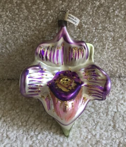 Germany Flower Ornament Blown Glass (IrisTulip??) 4 1/2" FREE SHIPPING - Picture 1 of 8