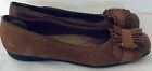 Trotters Leather Brown Woman's Slip-On Flat Frills Comfort Shoe Sz 10M