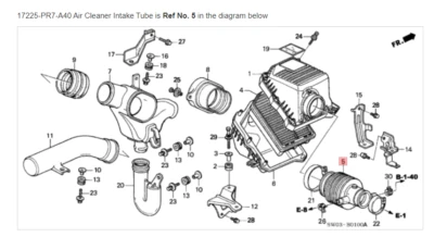 Filtro de aire tubo de admisión filtro de aire genuino OEM NSX HONDA ACURA ☆ 17225-PR7-A40 Foto 1 de 3