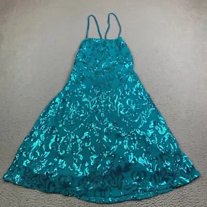 Sequin Dress Womens Size XL Blue Teal Prom Mins Fashion NEW - Picture 1 of 12