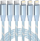 Pack de 3 câbles USB C vers Lightning 6 pieds pour chargeur iPhone certifié Apple Mfi rapide 